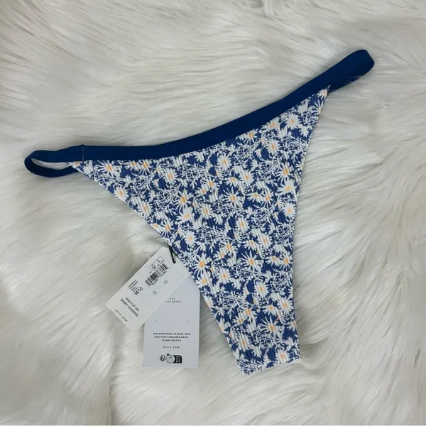 NWT RVCA Blue Daisy Floral Skimpy Coverage High Cut Leg Bikini Bottoms Size M/10 - Image 9