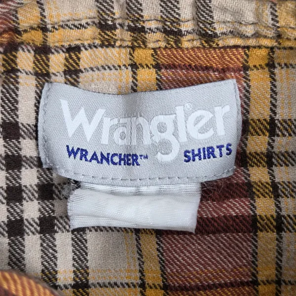 Wrangler Vintage Wrancher Flannel Plaid Pearl Snap Western Shirt‎ Mens Size L - Image 6