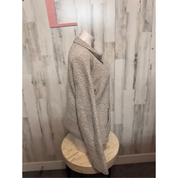 Natural Reflections Women Sz XL, Fleece Zip Up Jacket Beige Oatmeal - Image 3