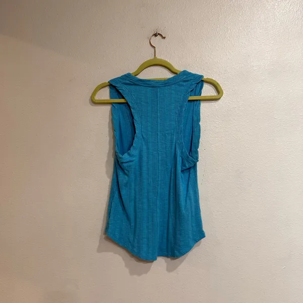 Pilcro Turquoise Blue Ribbed Scoop Neck Tank Top Sz M - Image 9