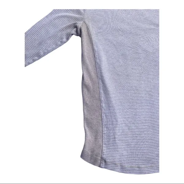 LL Bean Boat Neck Beige Stripe Three Quater Sleeve Top - Image 9