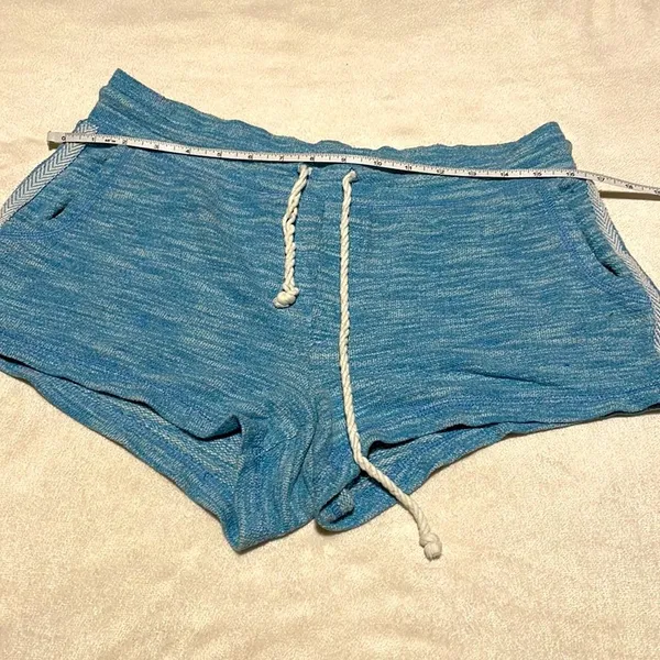 Aerie- Heather Blue Boho Cotton Shorts with Drawstring & Stripes- Size Medium - Image 6