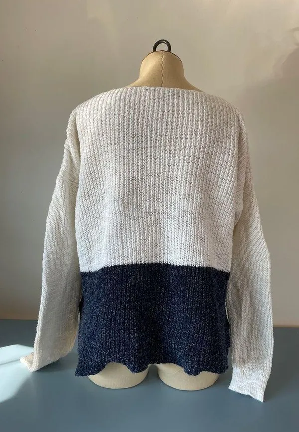 Madewell womens ribbed knit color block sweater size L - Image 2
