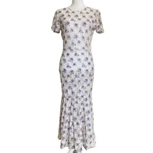Shabby Chic Lace Dress Women Small Purple‎ Floral Cottagecore Romantic S20B0231 - Image 6