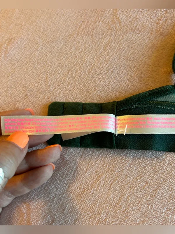 PINK Victoria’s Secret dark green crushed velvet triangle bralette size M - Image 7