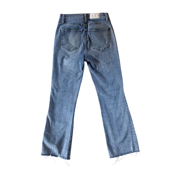 Pistola Womens High Rise Flare Jeans Distressed Raw Hem Blue Denim 25 - Image 2