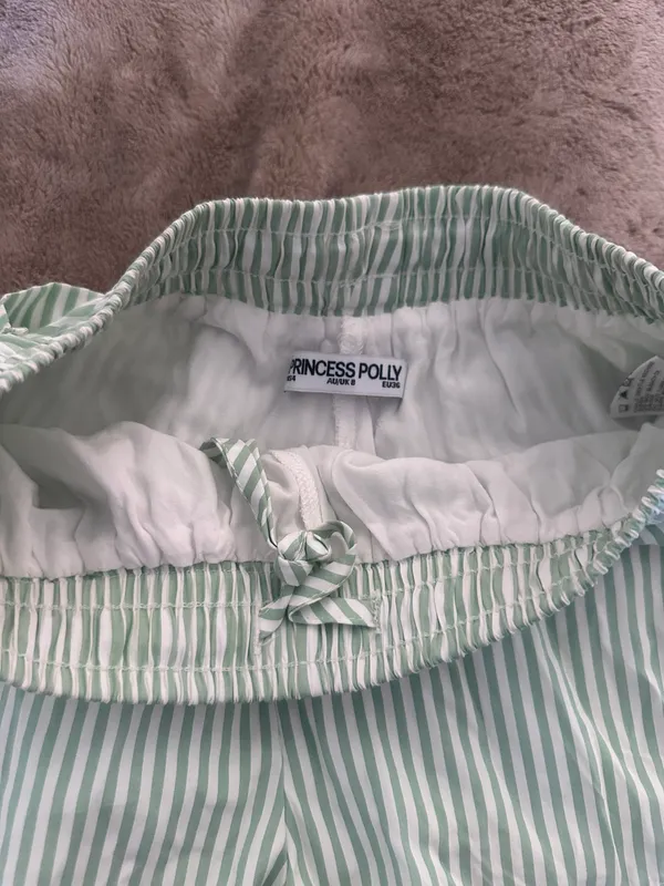 Princess Polly mint green vertical striped beach house pull on shorts - Image 3