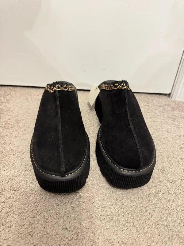 Carlos Pere Chunky Sole Platform Italian Suede Leather Clogs Black Women's 9.5 - Image 2