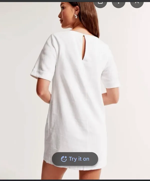 Abercrombie white linen structured tshirt mini dress - Image 2