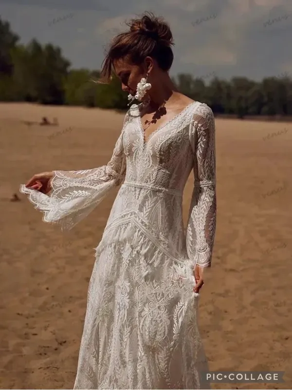 Ayervici Romantic Lace Wedding Gown in White Lace Over Nude - Medium- NWT - Image 4