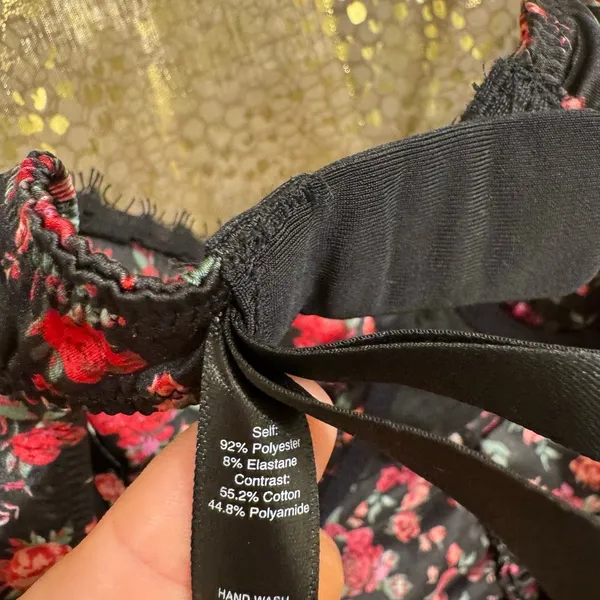 For Love & Lemons Black Melrose Romantic Bustier Pink Floral Bra Top Large - Image 9