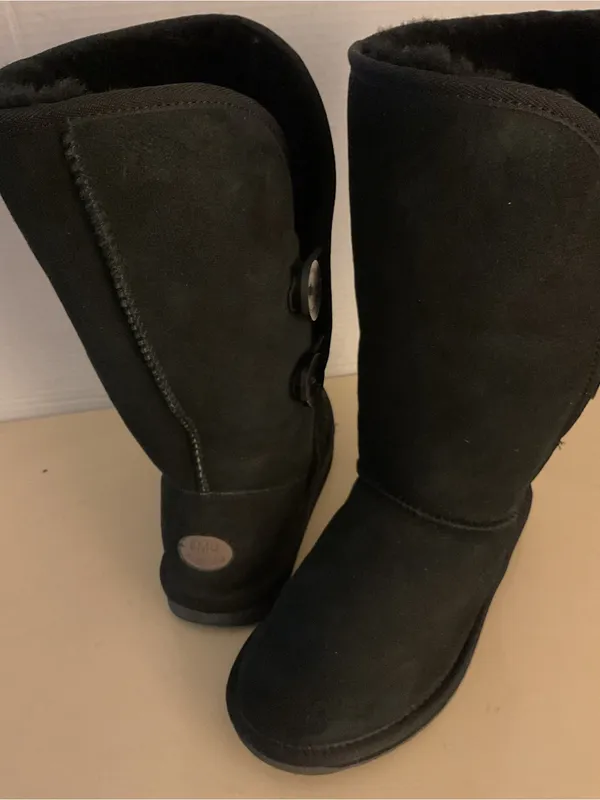 ENU Australia women black suede sheepskin tall classic boots US 7 - Image 10