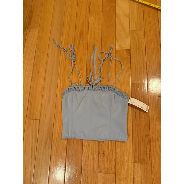 Out From Under Corset Bustier Crop Top Womens M Light Blue Lace-Up Ruched - Image 4