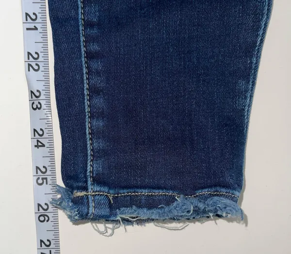 KanCan Dark Wash High Rise Stacked Waist Frayed Ankle Skinny Jeans - Image 10