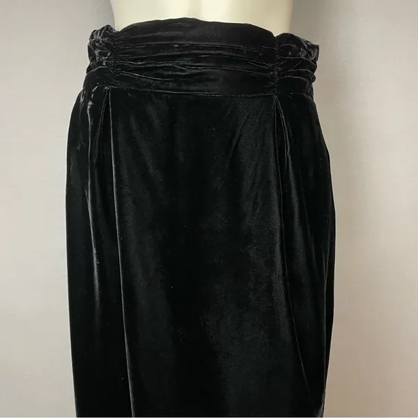 Vintage Velvet Skirt‎ Gathered Waistband Black Midi Straight Michelle Stuart - Image 4