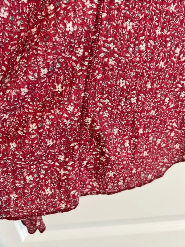 Natural Life Floral Henley Top Red Size XL - Image 12