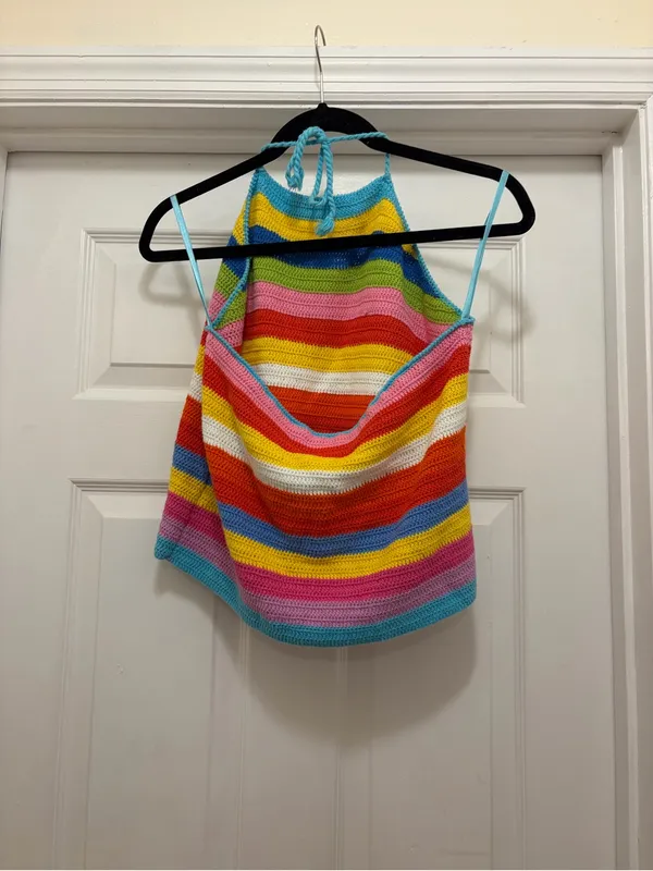 Ralph Lauren Multicolor Crochet Halter Tank Top - Image 4