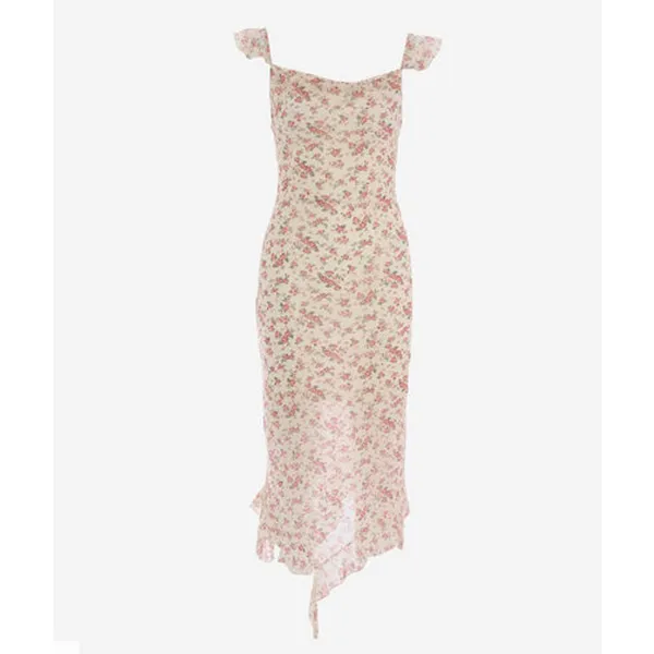 Kirious Los Angeles Floral Draped Neck Midi Dress Coquette Romantic Feminine - Image 9