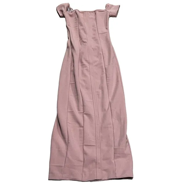 Zara Off-The-Shoulder Bodycon Midi Dress Powder Pink XS Party Cocktail Formal - Image 3