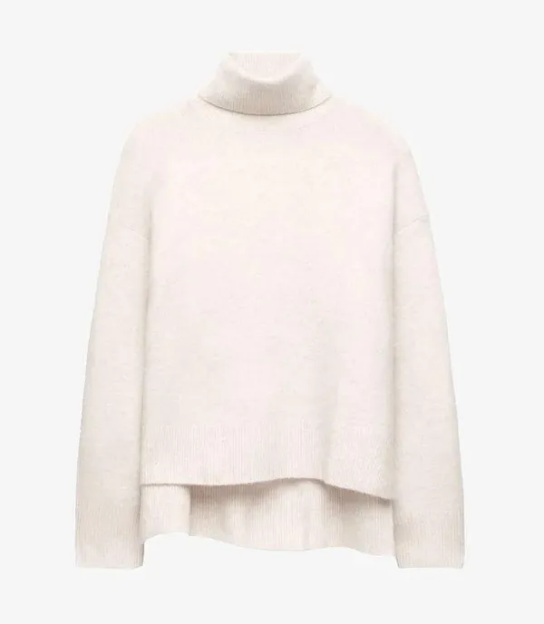 Oysho ribbed asymmetric high neck turtleneck knit sweater - Image 5