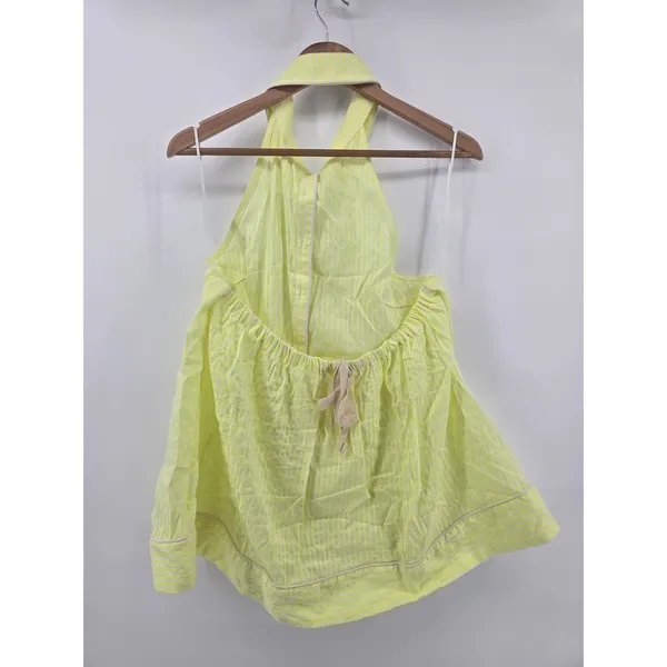 by Anthropologie Halter Top Womens L Striped Button Down Yellow Open Back EUC - Image 2