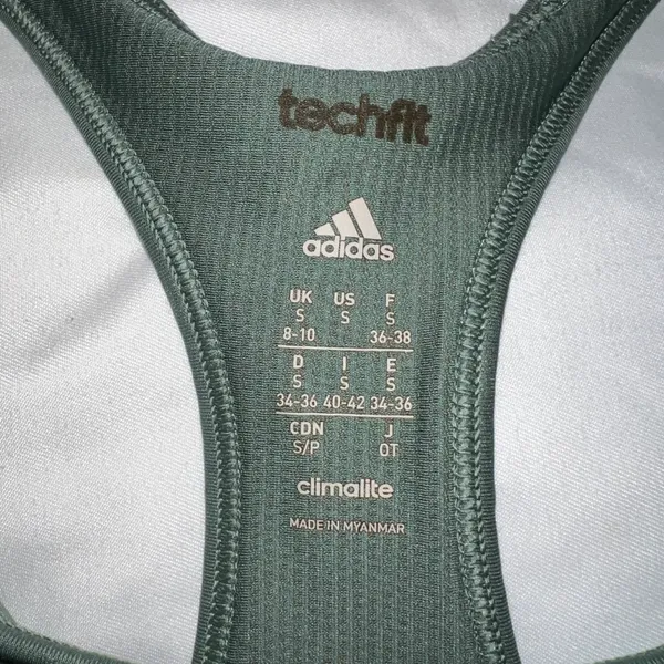 Adidas Olive Green Unpadded Racerback Sports Bra - Image 3