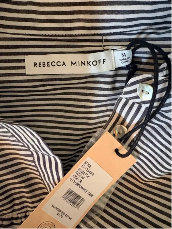 Rebecca Minkoff Women's Linda Stripe Ruffle Top Size M (19-20” PTP) NWT - Image 7