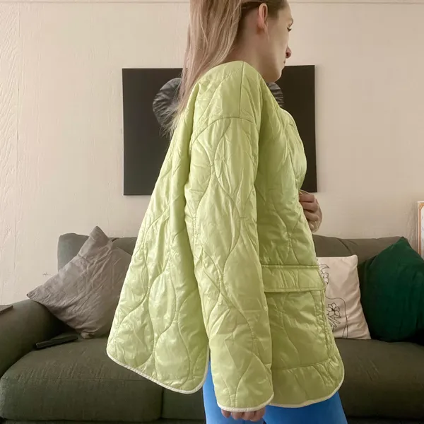 Lime Green Quilted Jacket Size L - Image 7