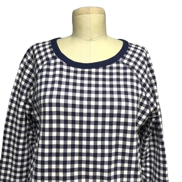 Draper James Natalie Sweatshirt in Navy Blue Gingham Size Medium‎ - Image 3