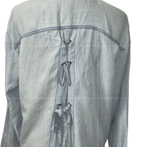 Knox Rose Blue Denim Button Down Denim Shirt(Size Small) - Image 5