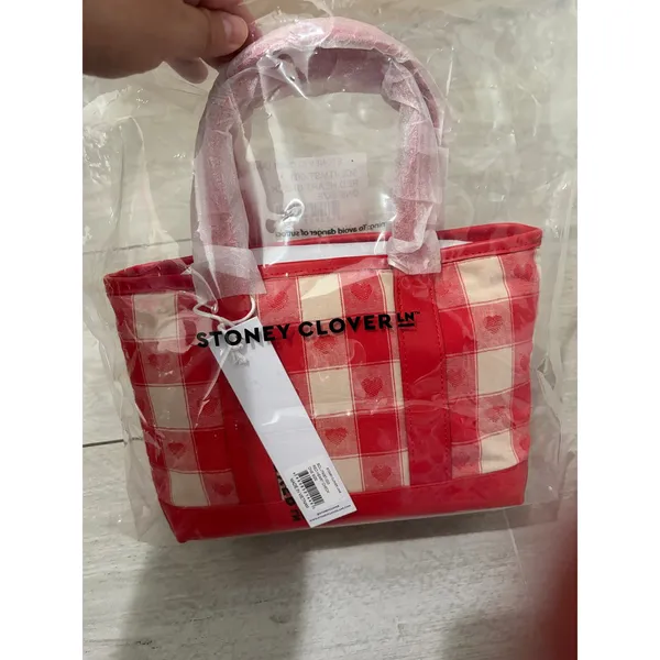 Stoney Clover Lane Red Heart Check Mini Tote New with tags - Image 8