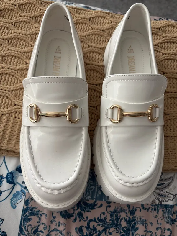Dream Paris White Patent Chunky Loafers - Image 4