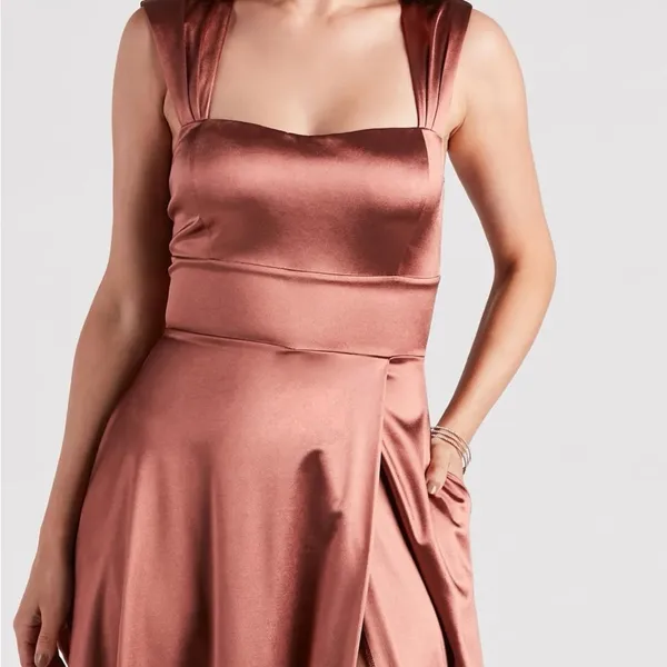 Windsor Rust One Shoulder Sleeveless Gown - Image 5
