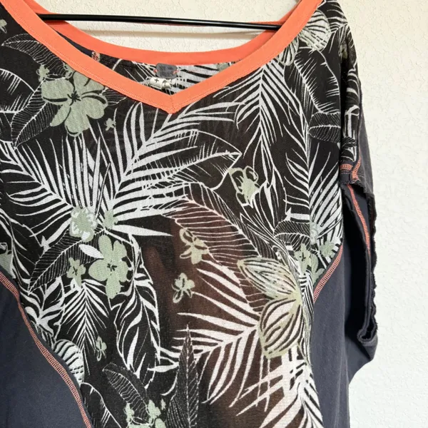 We The Free Free People Tropical Palm Print Dolman Mesh Top XS Boho Slouchy - Image 4