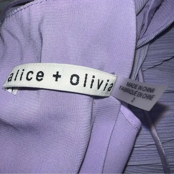 Alice + Olivia Mitsue Plissé Jumpsuit 2 Lilac Pleated Wide Leg Belted - Image 11