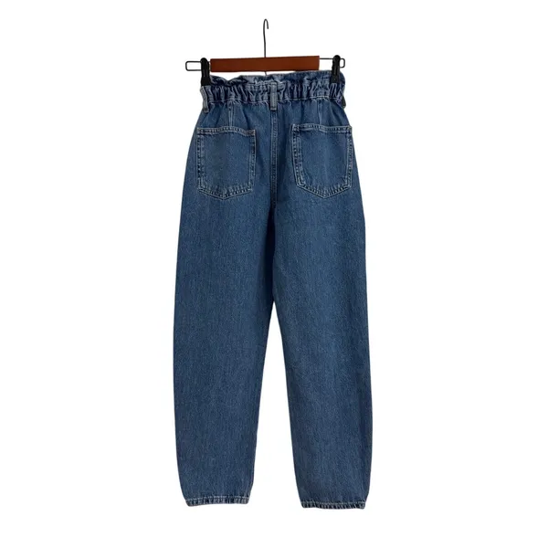 ZARA Jeans Retro Paper Bag Timeless High Waist Denim Blue Jeans Size 0 - Image 2