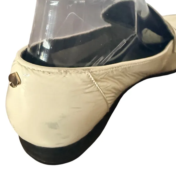 Kate Spade New York Cream Patent Leather Penny Loafers Flats Size 6.5M Off White - Image 9