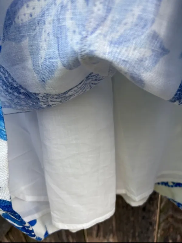 NWT FARM Rio Linen Faux Wrap Floral Birds Dress White Blue Size XS Retail $185 - Image 14