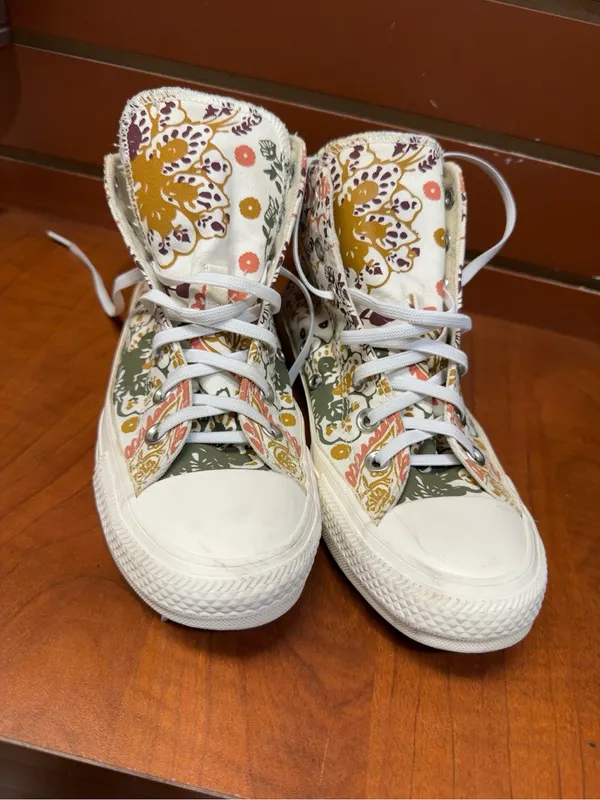 Converse Chuck Taylor All Star Floral High Top Sneakers Women Sz 6.5 Boho Canvas - Image 5