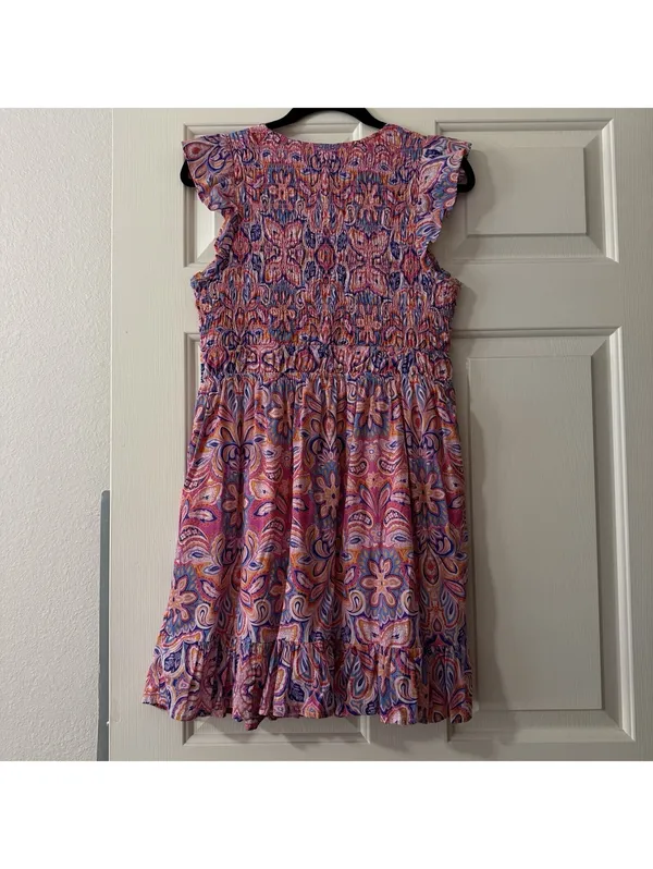 Anthropologie Peregrine Boho Floral Paisley Mini Dress S Small Pink Multi Color - Image 11