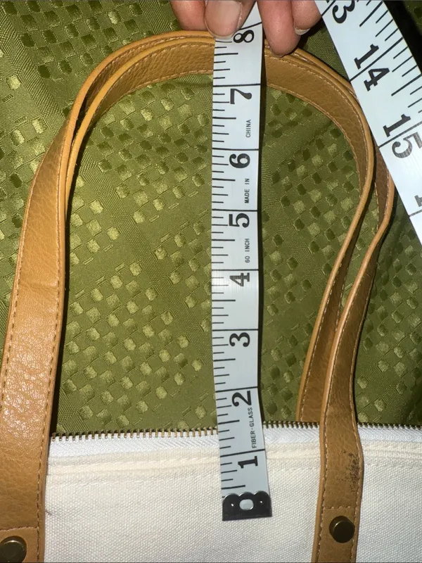 Cozy Earth Cream Canvas Tote with Tan Leather Straps - Image 8