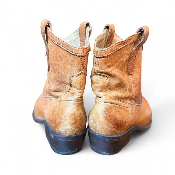 Frye Women’s Brown Leather Western Cowboy Ankle Boots Size 7 B Vintage Style - Image 7