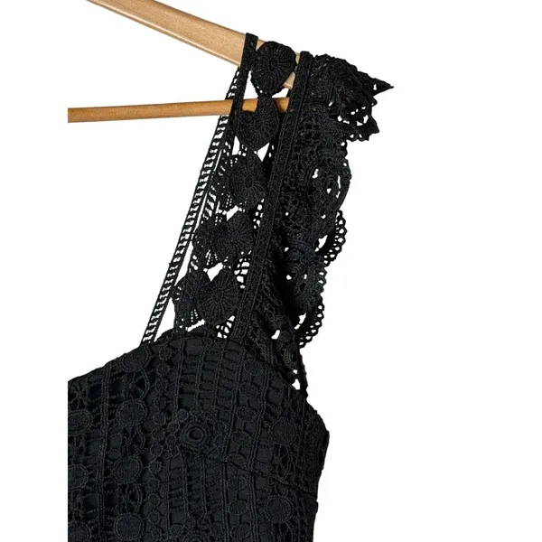 Lena Crochet High Low Dress Women Large Black Lace Ruffled Hem Whimsigoth Party - Image 5