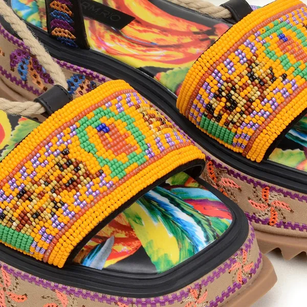 Beaded Banana Platform Sandal in Black Size 8 NWT - Image 3