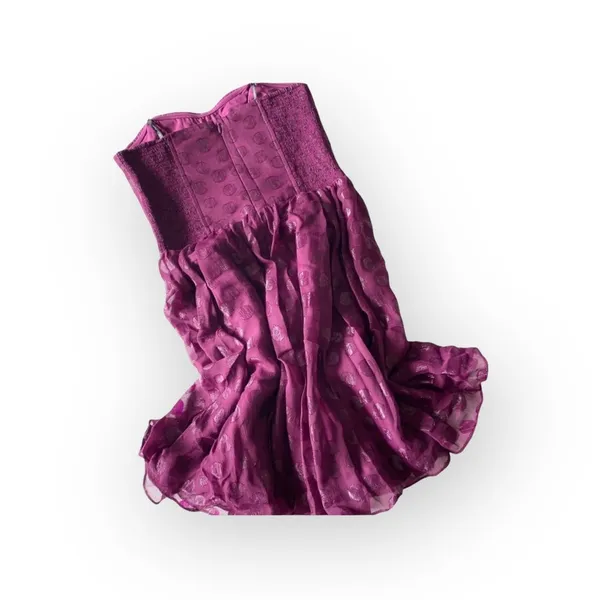new Guess 𖦹 Chiffon Strapless Polka Dot Cocktail Dress 𖦹 Amethyst Purple 𖦹 - Image 8