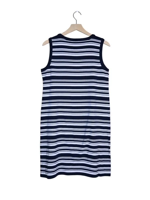 Talbots Women's M Navy Blue White Nautical Stripe Sheath Mini Dress - Image 2