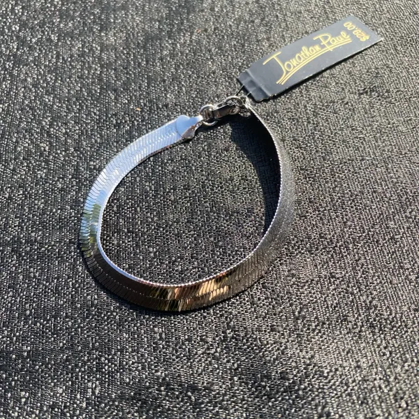 ⚜️ VTG Vintage 1990s NWT Johnathan Paul 7” Silver Plated Herringbone Chain Bracelet $29.00 ⚜️ - Image 5