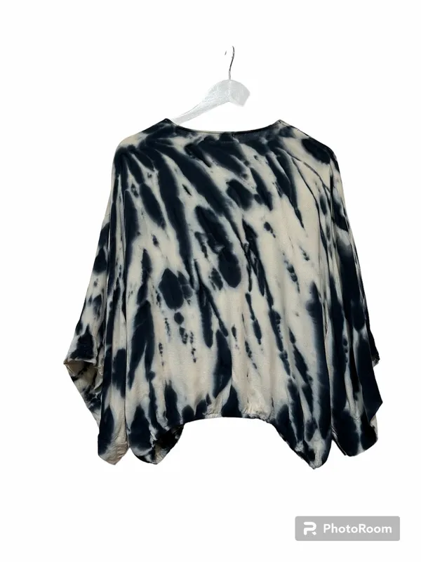 Young Fabulous & Broke Tia Tie Dye Cross Front Kimono Sleeve Crop Blouse Medium - Image 2