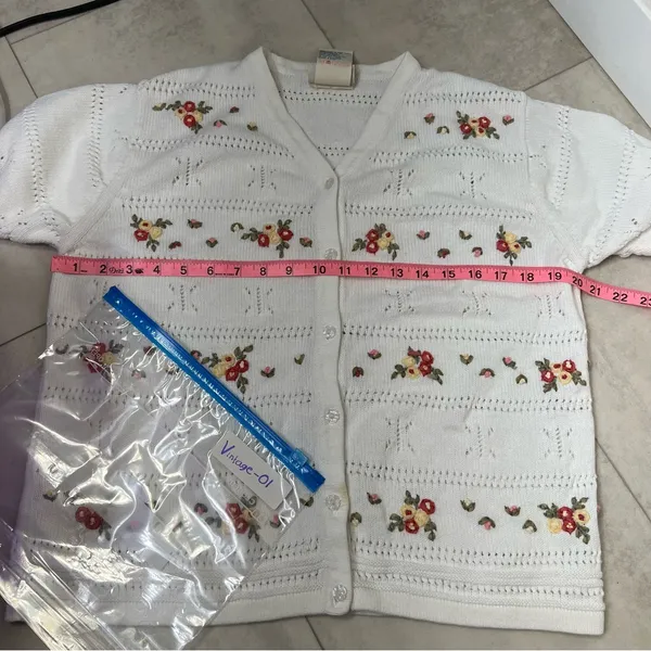 Vintage Northern Reflections Floral Embroidered Cardigan Cottagecore‎ Sweater M - Image 9