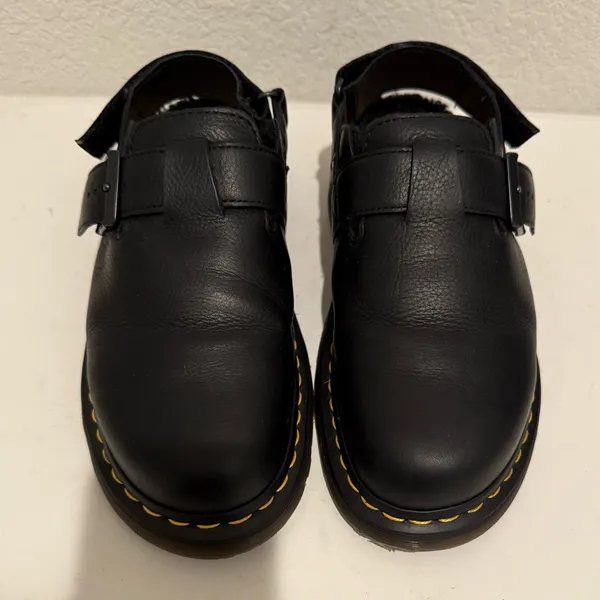 Dr. Martens Docs Jorge II Ambassador Black Faux Fur Lined Slingback Mules US 9 - Image 4